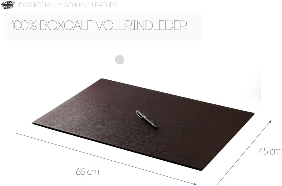 DELMON VARONE - Personalisierbare Schreibtischunterlage XXL aus Premium Leder Softgrain Braun - Ruts