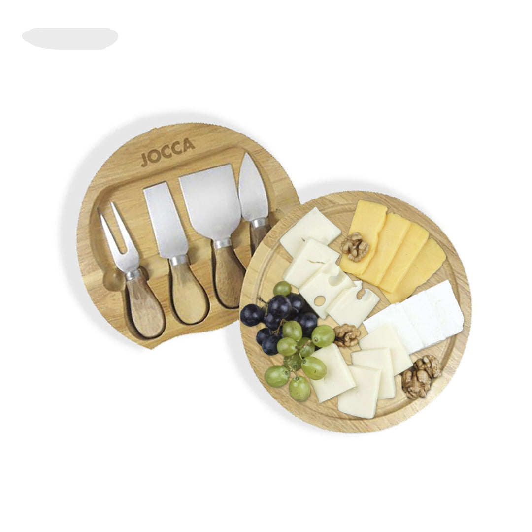 JOCCA - Käsebrett mit Käsemesser Set | Rund Servierplatte aus Holz für Käse und Häppchen | Cheese Bo