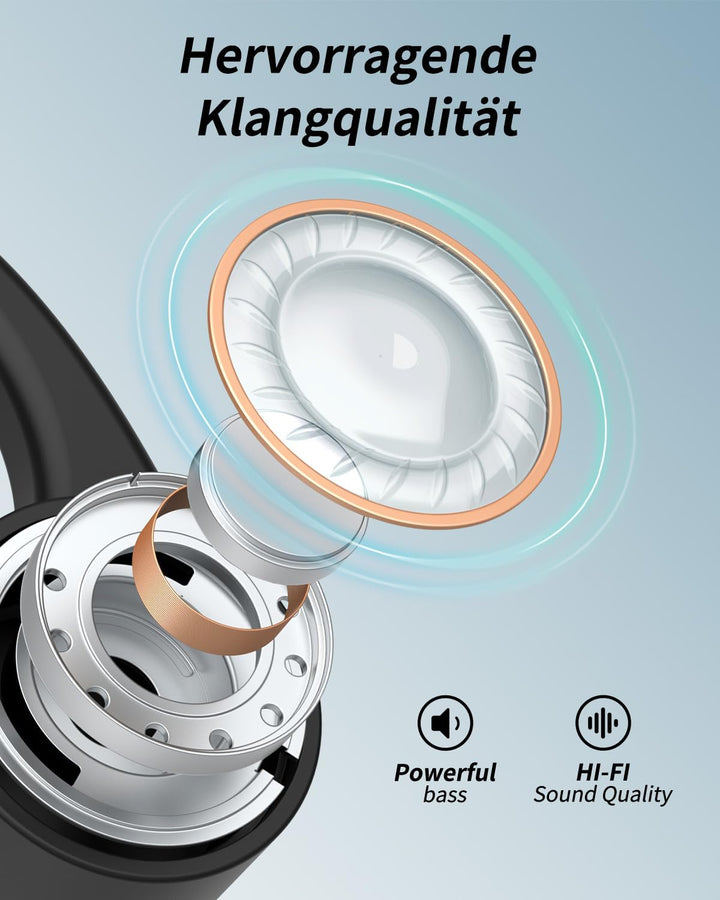Knochenschall Kopfhörer, Offene Kopfhörer Bluetooth 6.0 Bone Conduction Open Ear Drahtloses Sport He