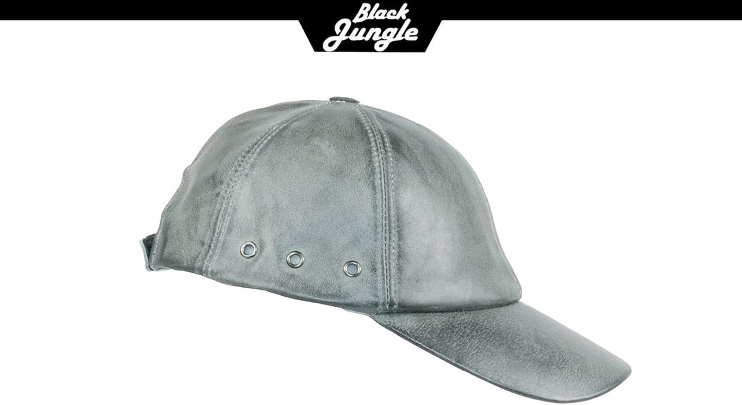 Black Jungle Grafton Lederkappe Biker Kappe Freizeitkappe Baseballkappe Einheitsgrösse Anthrazit, Ei