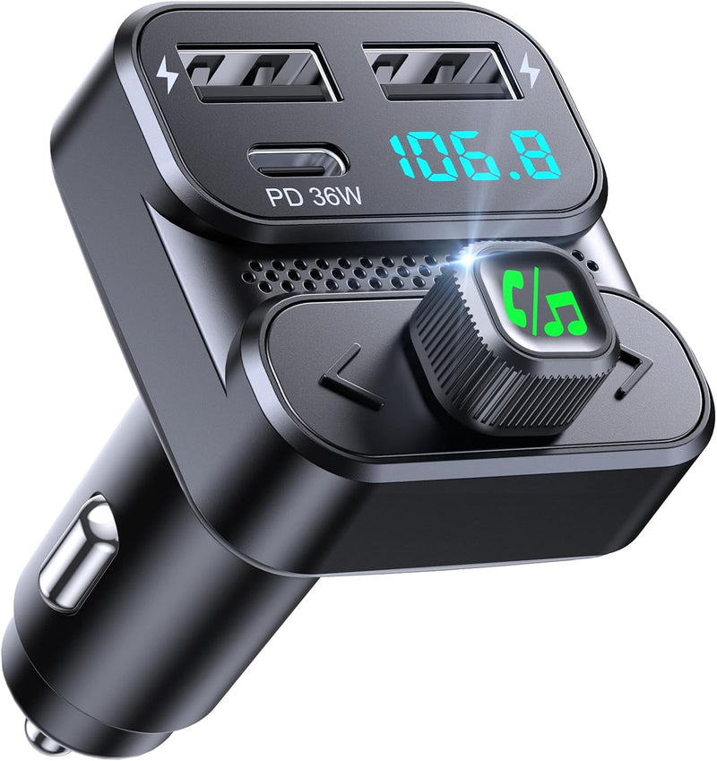 Mohard Bluetooth Adapter Auto, FM Transmitter Auto Bluetooth 5.3 mit PD 36W + Dual USB Anschluss Sch