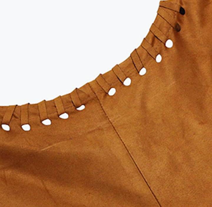 MIMIKRY Weste in Wildleder-Optik mit langen Fransen Kostüm-Zubehör Cowgirl Hippie Indianerin Boho Fe