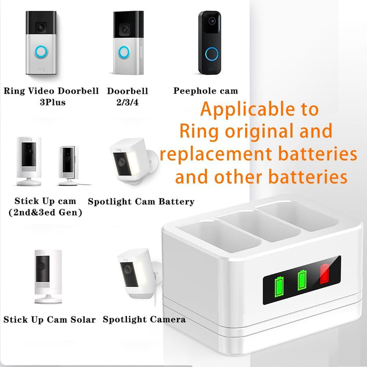Upgraded, 2Pack 3.65V 6040mAh Ersatzbatterie mit Ladestation, LED Digitalanzeige, für Ring Türklinge