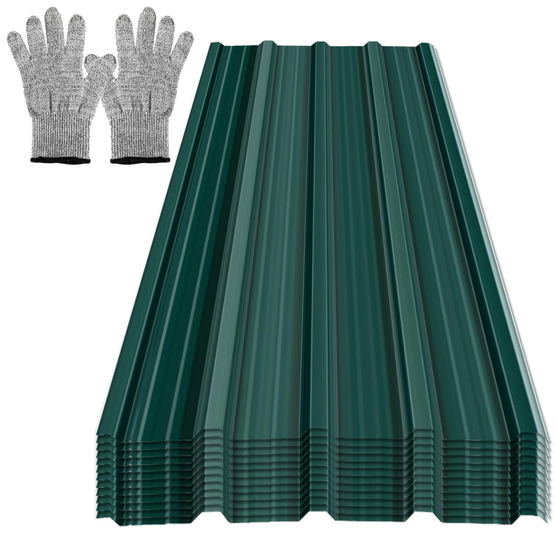 Cecaylie 12er Set Verzinkte Trapezblechplatten für Dächer – Robuste grüne Stahlbleche mit Rostschutz