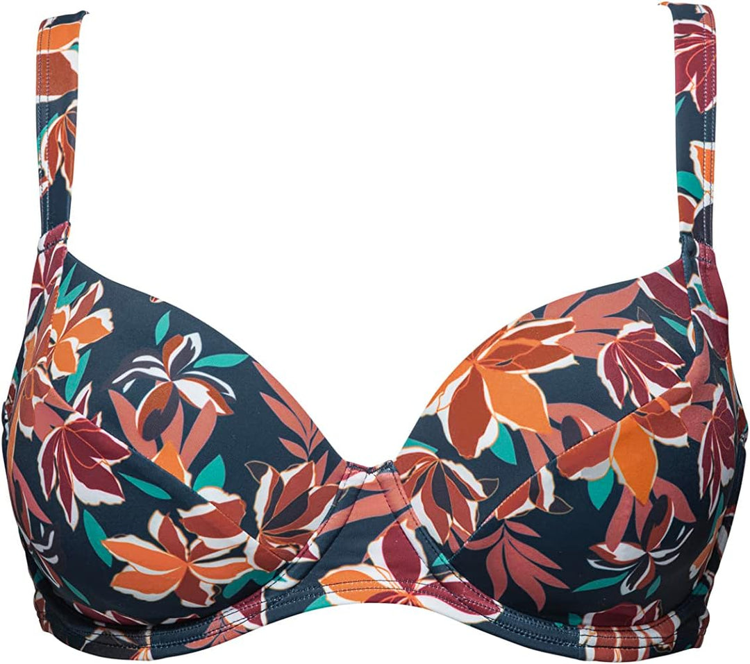 Sans Complexe Damen Staytation Badeanzug Top mit Bügel, Floral Print Blue