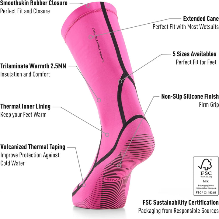 Buddyswim 2,5 mm Dicke Neoprensocken für das Freiwasserschwimmen. Kälteisolierende Neoprenschuhe, id