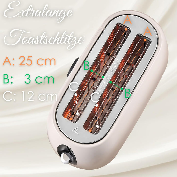 Steinborg Toaster 4 Scheiben mit Brötchenaufsatz Langschlitztoaster Toastautomat Automatische Abscha