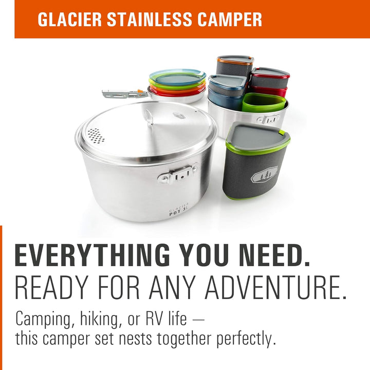 GSI Outdoors Glacier Edelstahl Camper 4 Personen Packable Kochgeschirr & Geschirr Set für Camping od