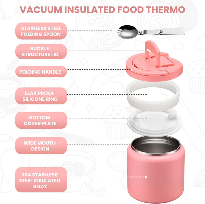 Itslife Thermobehälter für Essen 760ml, Edelstahl Warmhaltebehälter Essen mit Löffel, Thermo Lunchbo