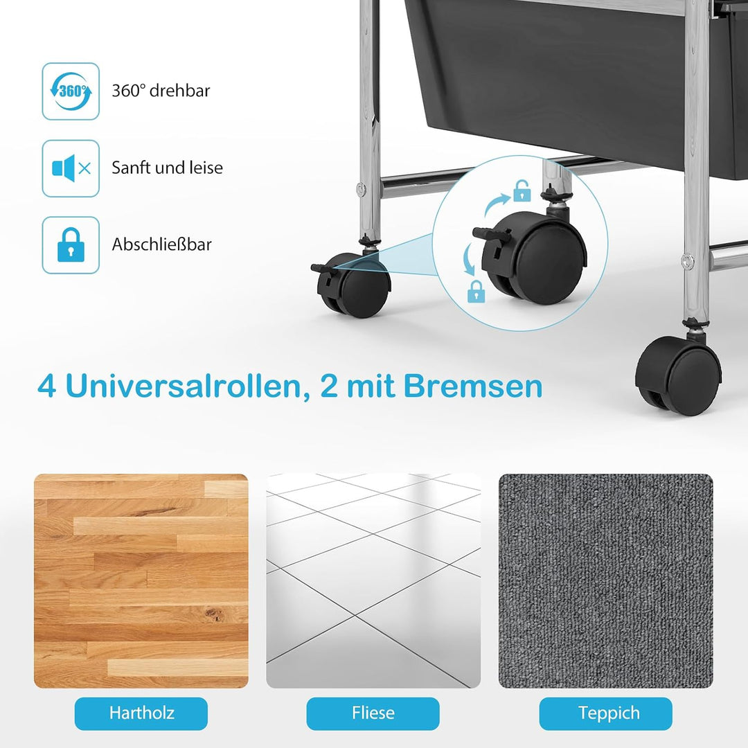 COSTWAY Rollwagen mit 15 stapelbaren Schubladen, Schubladenwagen Rollcontainer mit Metallgestell und