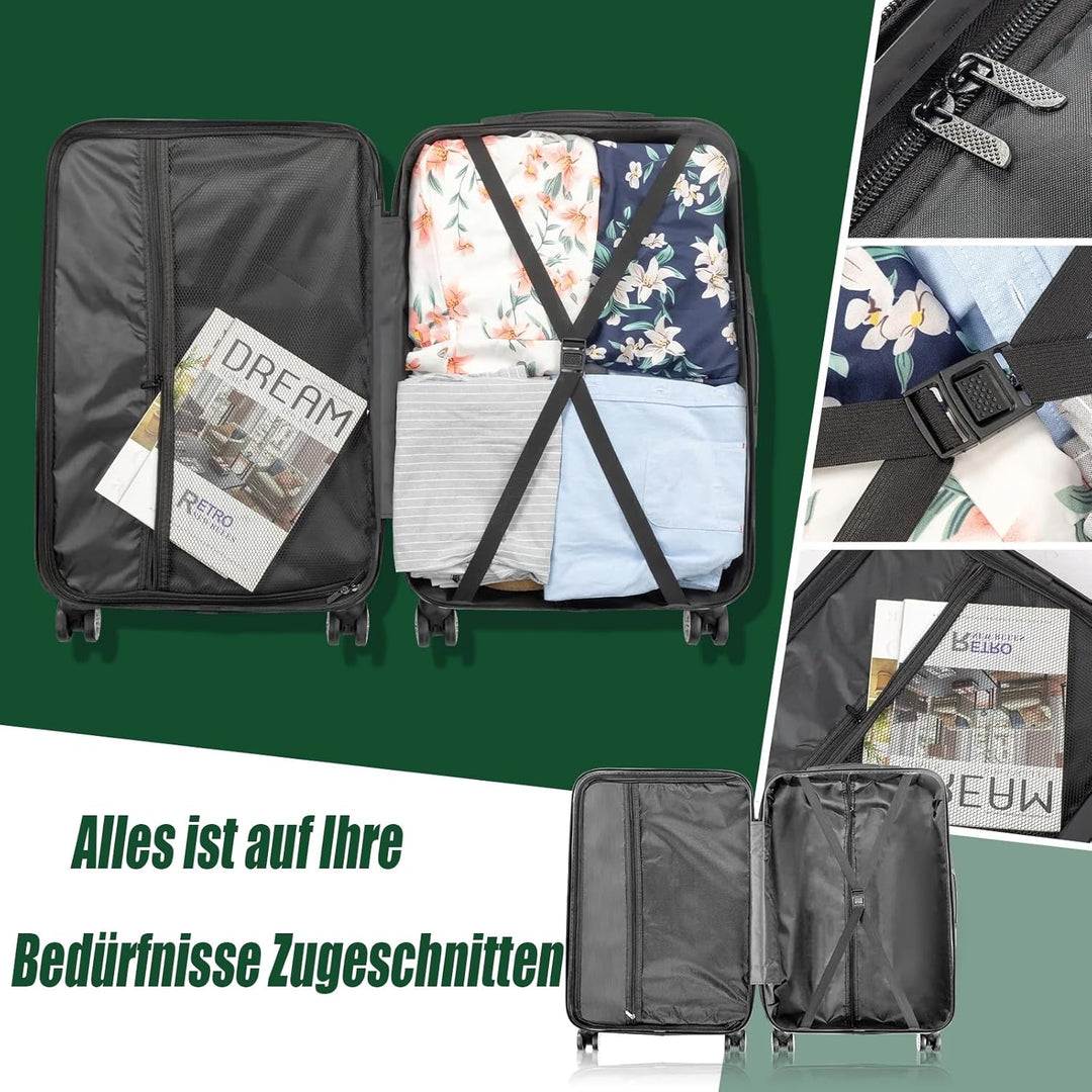 LALAHO Kofferset 3/4 teilig, Reisekoffer Set mit Kosmetikkoffer, Hartschalen Koffer Set aus ABS, Gep