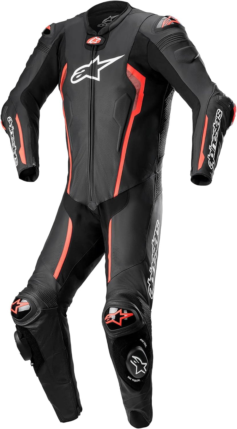 Alpinestars Missile V2 1-Teiler Motorrad Lederkombi Schwarz/Rot 50 50 BLACK RED FLUO, 50 BLACK RED F