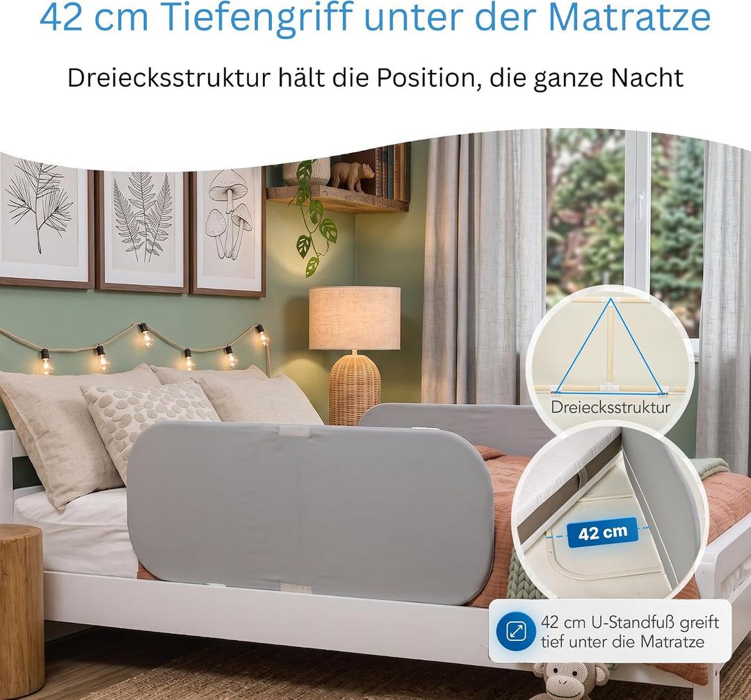 DRITA® Rausfallschutz Bett 120cm, BS 7972 Geprüft, Testsieger Note 1,2, klappbares Bettgitter für Ba
