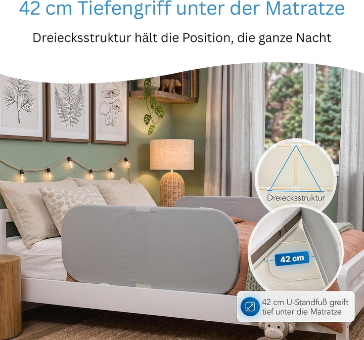 DRITA® Rausfallschutz Bett 120cm, BS 7972 Geprüft, Testsieger Note 1,2, klappbares Bettgitter für Ba