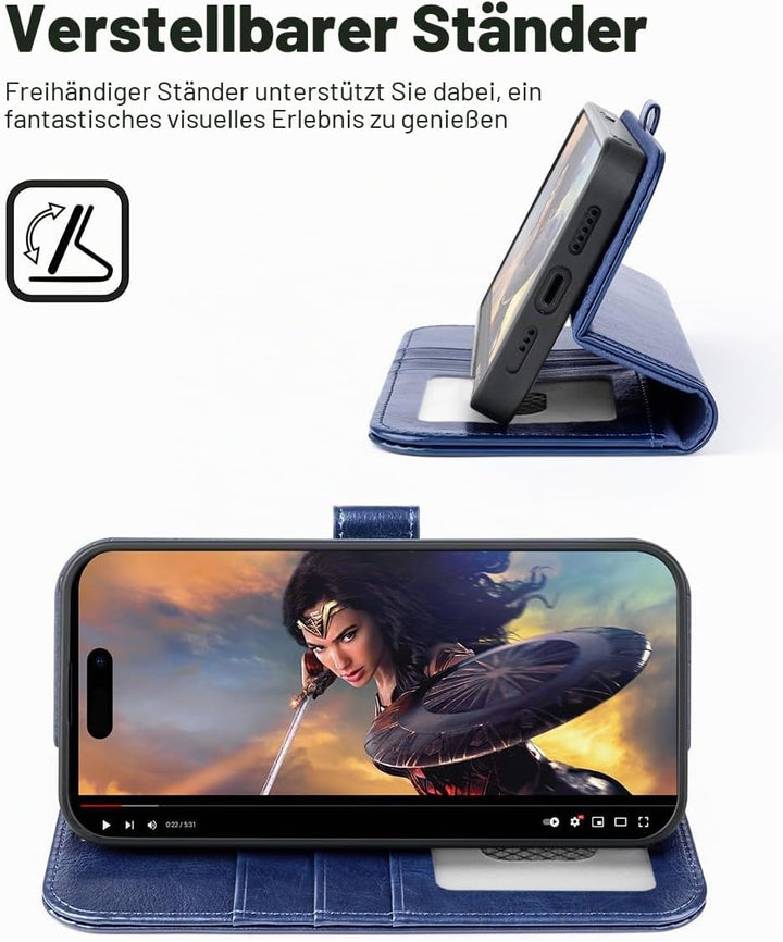 OCASE Kompatibel für iPhone 15 Pro Hülle (2in1) Leder Stossfestes Case, Abnehmbare magnetische Hülle