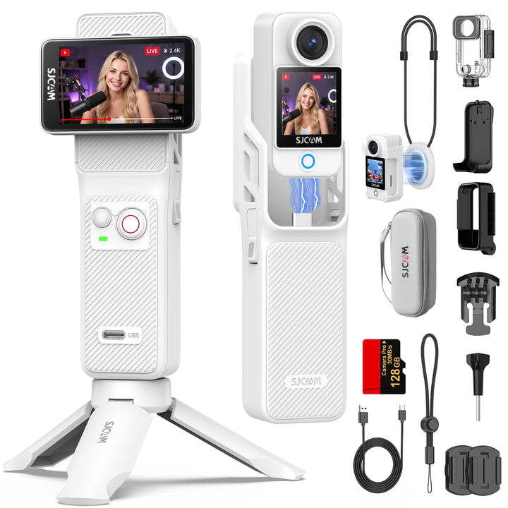 SJCAM C400 Vlogging Camera 4K Videokamera,128GB,7 Stunden Akku und 6 Achsen Bildstabilisierung,Vlog