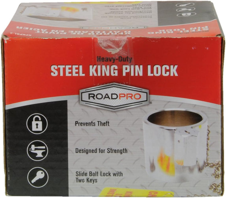 RoadPro RPKPSL-2 King-Pin-Schloss, robust, Stahl, silberfarben