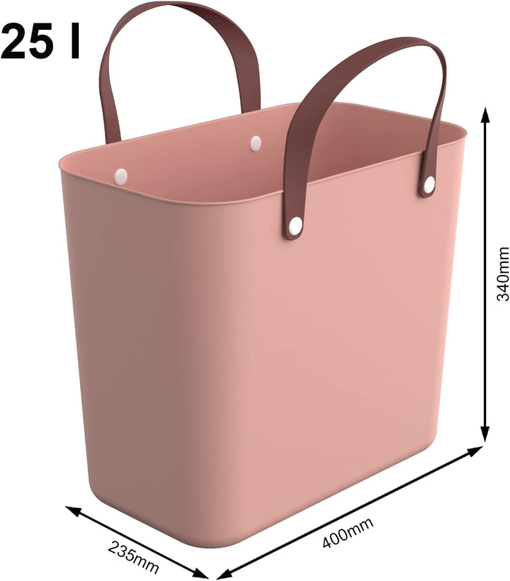 Rotho Albula Einkaufskorb 25l, Kunststoff (PP recycelt), rosa, 25l (40.0 x 23.5 x 34.0 cm), Rosa