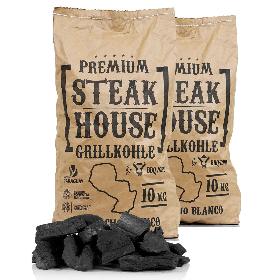 BBQ-Toro Premium Steak House Grillkohle | 20 kg | Querbracho Blanco Kohle | Holzkohle in Restaurant