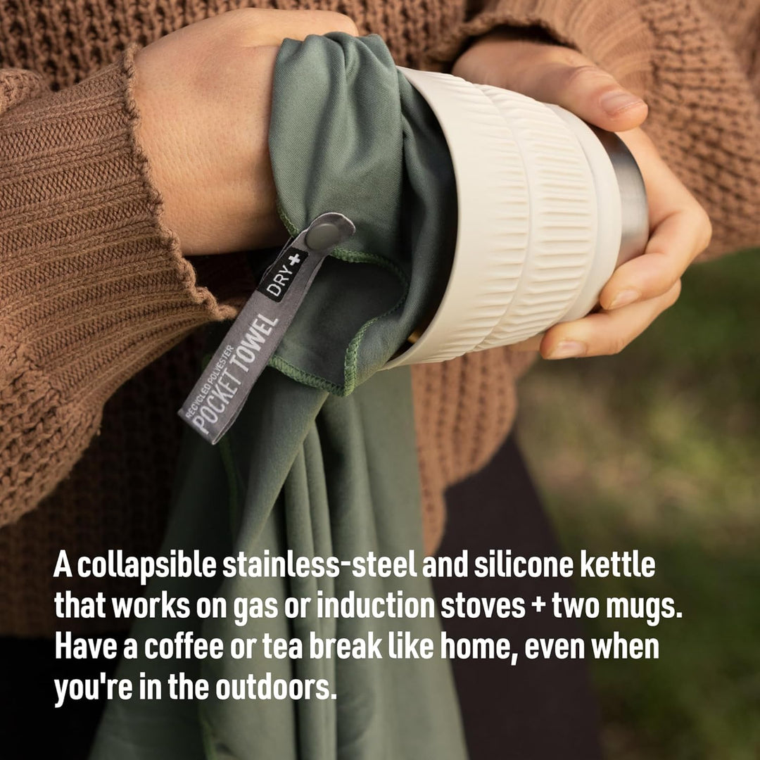 Sea to Summit Detour Edelstahl-Wasserkocher-Set (1,6 Liter Wasserkocher, 2 Tassen), grün