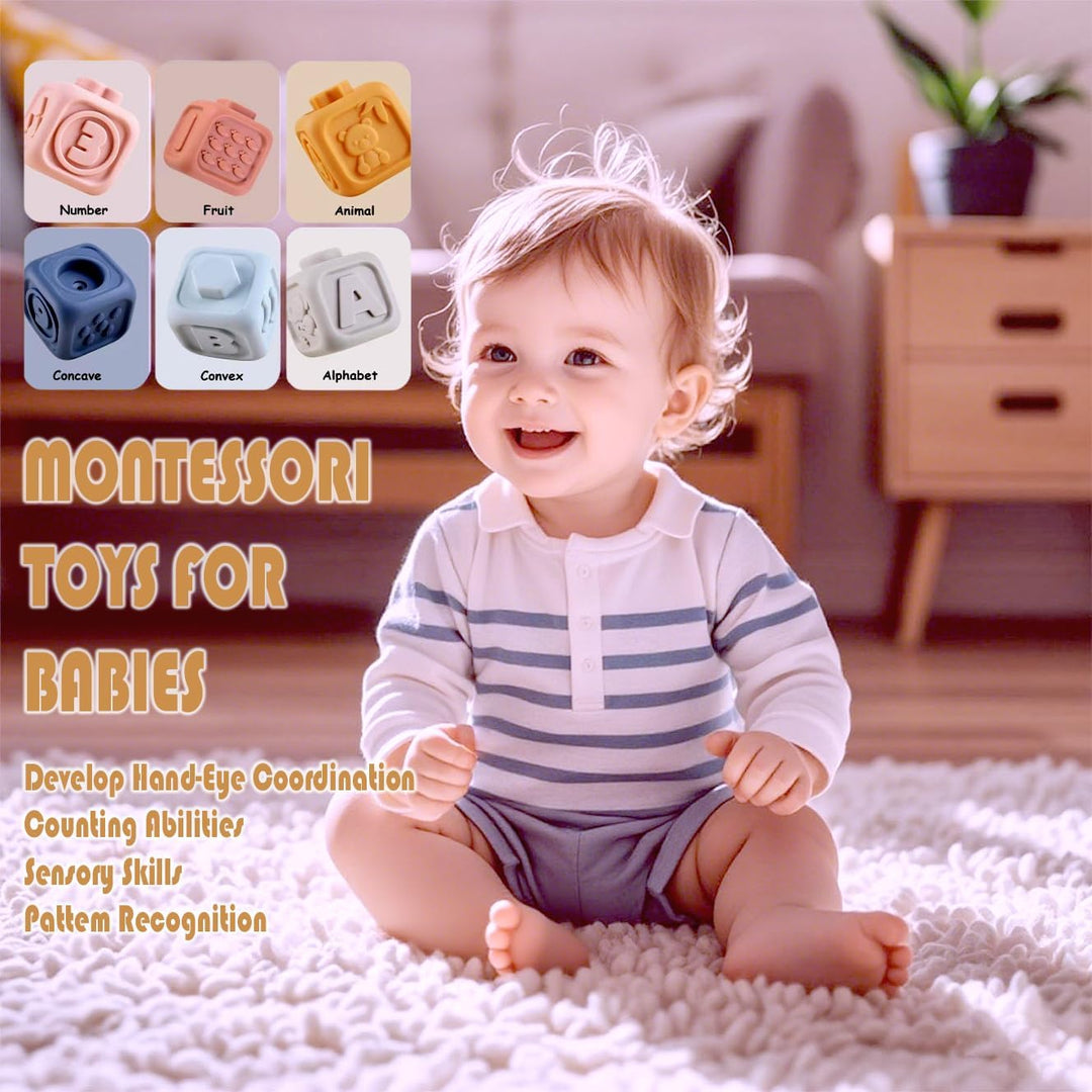 2-in-1 weiche Stapelblöcke und Ringe, Montessori-Sensorikspielzeug für Babys 6 12 18 Monate, Essenti