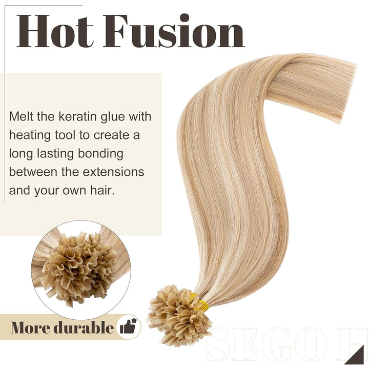 Sego Bondings Extensions Echthaar 0.5g/Strähnen 100 Strähnen Haarverlängerung Keratin U-Tip Glue 100