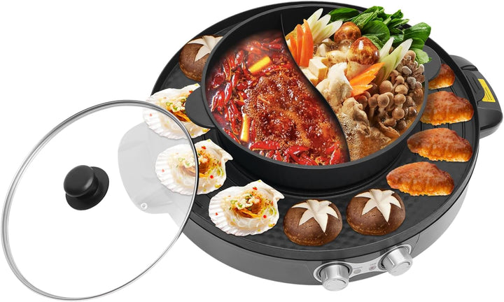 2000W Hot Pot Elektrisch Hotpot Topf 220V Elektrogrill 2 in 1 Multifunktion Elektrische Grill Hot po