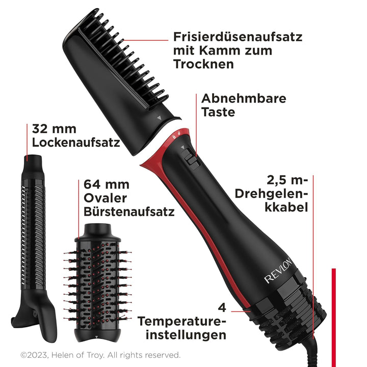 Revlon One-Step Haartrockner & Multi-Styler - 3-in-1-Tool - (Abnehmbarer Kopf, Lockenstab, Haartrock