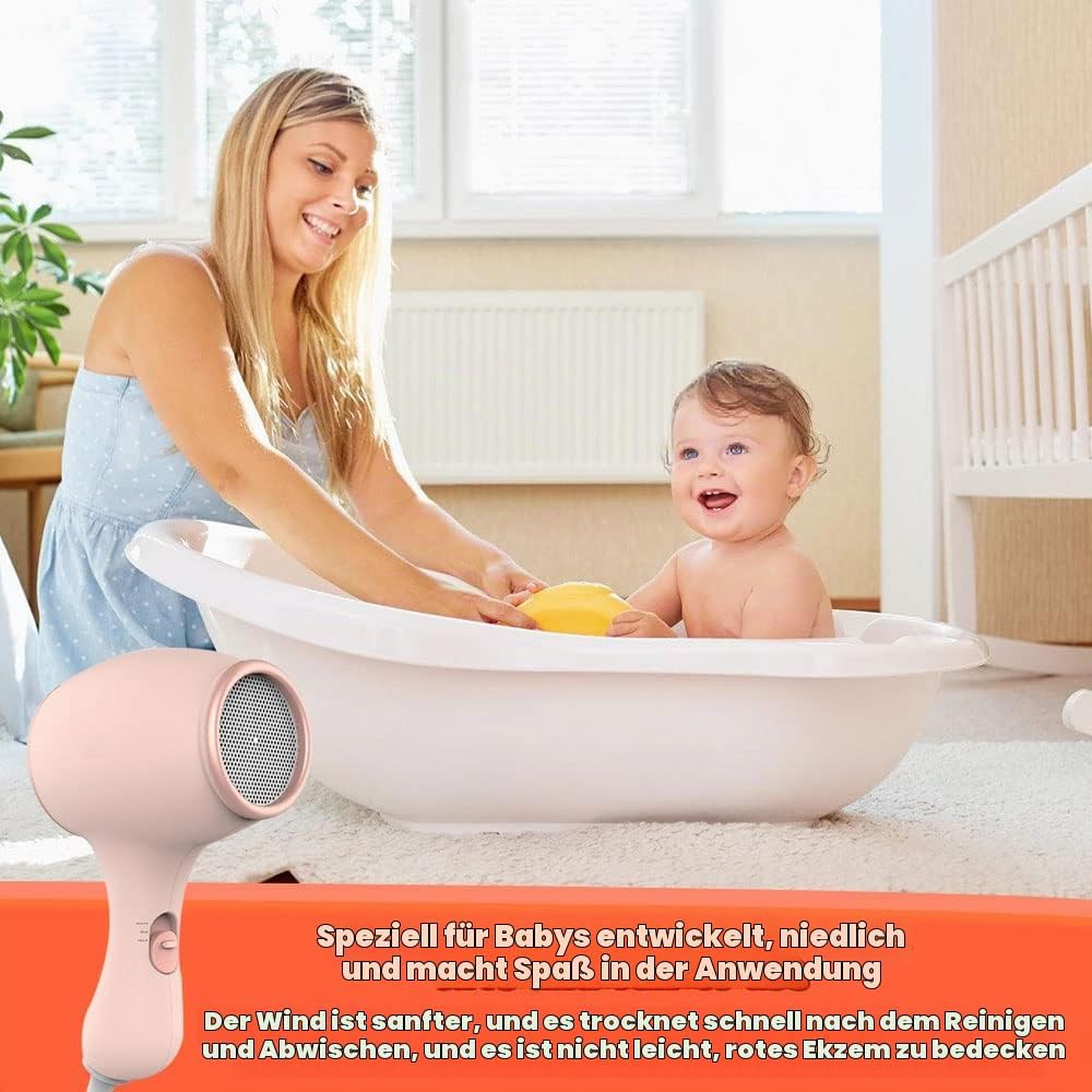 Lotvic Kinderfön, 550W Miniföhn für Mädchen, Föhn für Kinder, Kinder Föhn mit 3 Temperatur, Reiseföh