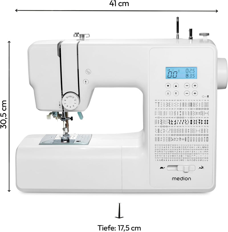 MEDION Digitale Nähmaschine SD36 (36 Watt, einstellbare Stichlänge und Stichbreite, 270 Stichmuster,