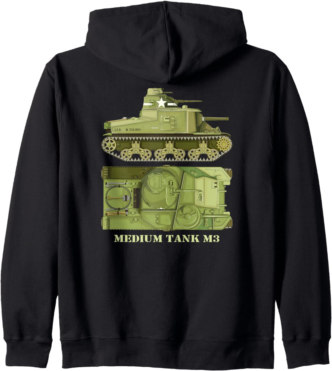 M3 Lee Medium Tank Amerikanischer WW2 Armee Panzer Diagramm Kapuzenjacke