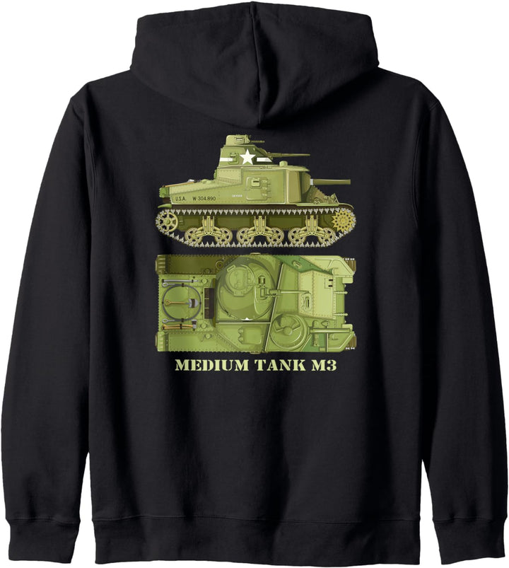 M3 Lee Medium Tank Amerikanischer WW2 Armee Panzer Diagramm Kapuzenjacke