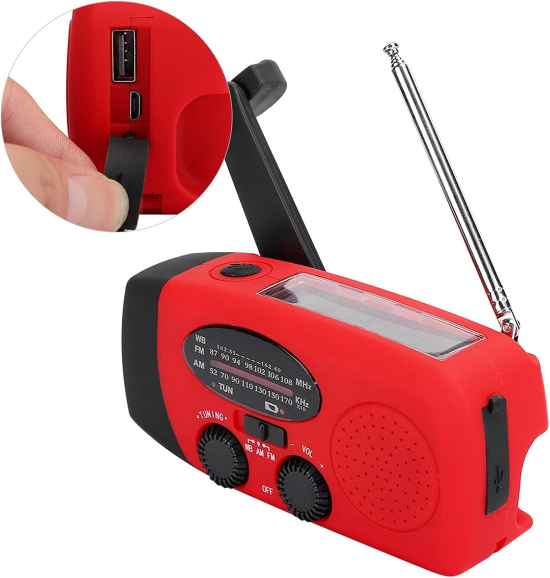 Ejoyous Solarhand -Kurbel Radio, Solar -Antrieb AM/FM Notfallradio mit LED -Licht für den Aussengebr
