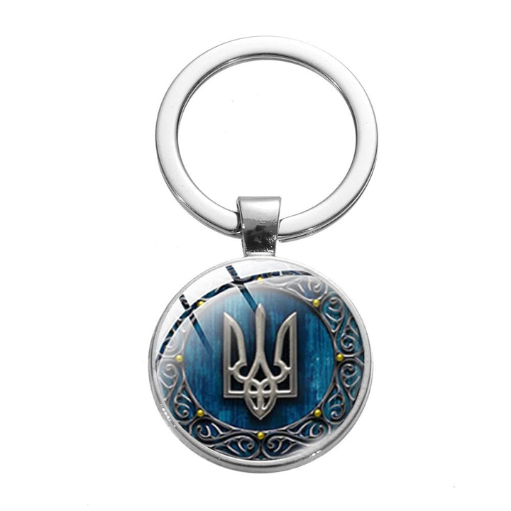 Tryzub Ukrainischer Dreizack Schlüsselanhänger mit Schlüsselring für Damen und Herren,Ukraine Schlüs