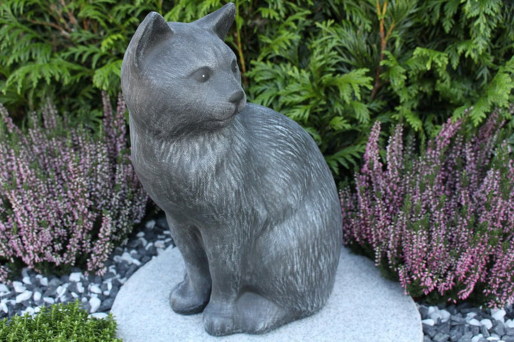 STEINFIGUREN SPICKER Steinfigur Katze gross, 179/1 Gartenfigur Steinguss Tierfigur Basaltgrau