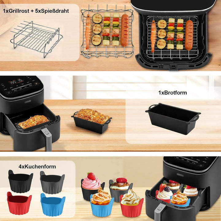 Silikonform Heissluftfritteuse für Cosori Turboblaze 5.5l/6l/6.2l/6.4l, 18 Stk Airfryer zubehör Set