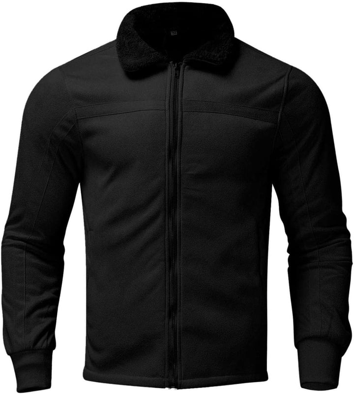 Fleecejacke Herren Fleece Jacke Reverskragen Plüschjacke Langarm Reissverschluss Vliesjacke Warm Win