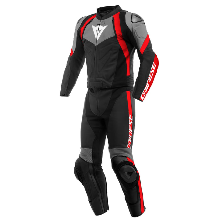 Dainese Avro 4 2-Teiler Motorrad Lederkombi, schwarz/anthrazit/rot, 54 54 schwarz/anthrazit/rot, 54