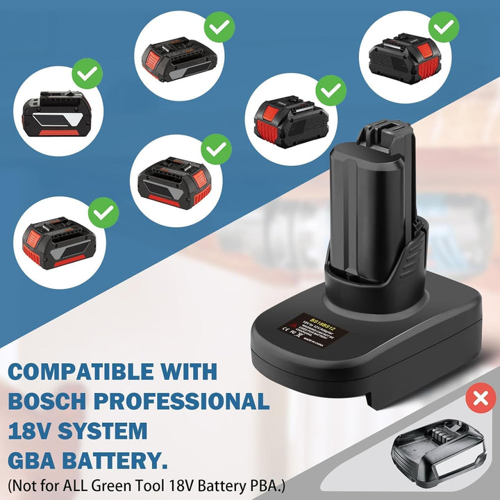 BS18BS12 für Bosch 18V auf 12V Akku Adapter, für Bosch GBA 18V Professional System Akku arbeitet im