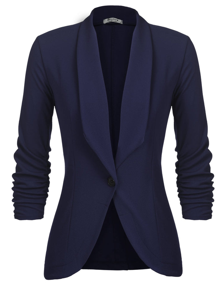 Blazer Damen Sportlich Elegant Longblazer 3/4 Arm Sommer Leicht Business Büro Blazer Jacke Einfarbig