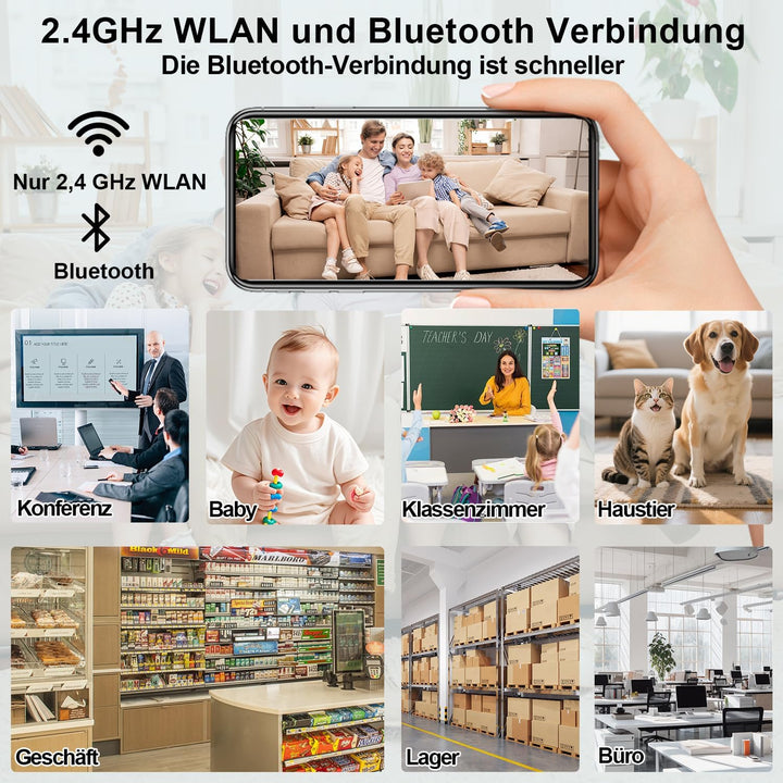 Mini Kamera 4K HD WLAN Kamera - Live Übertragung Handy APP Für WiFi Camera Indoor mit Akku Sicherhei