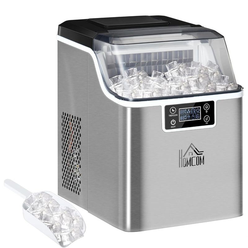 HOMCOM Eiswürfelmaschine 20 kg/24h 2,3 L Eiswürfelbereiter mit 3,2 L Wassetank Display Ice Cube Make