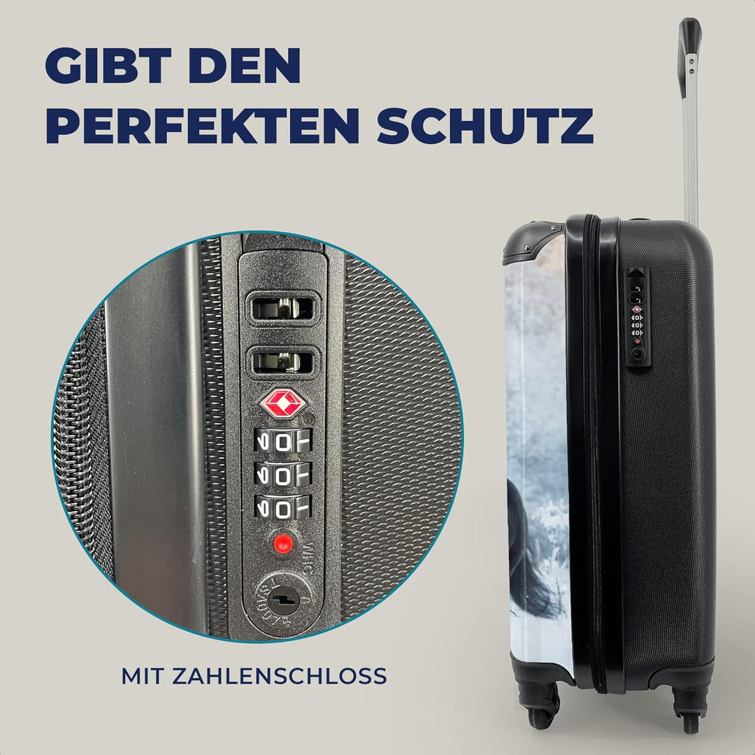 MuchoWow© Koffer Handgepäck Trolley Rollkoffer Kleine Reisekoffer mit 4 Rollen - Pferd - Schnee - Wa