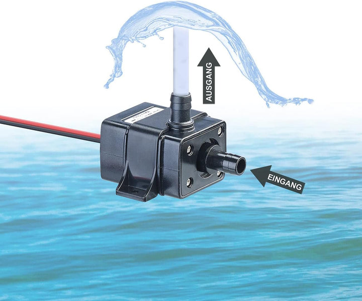 Royal Gardineer Brunnenpumpe: 2er-Set Mini-Wasserpumpen mit 240 l/h Kapazität,Förderhöhe bis 3m,12V