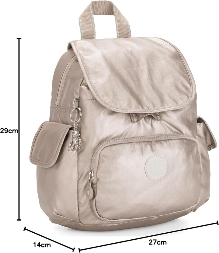 Kipling Damen City Pack Mini Rucksack, Silber (Metallic Glow), 27x29x14 Centimeters (B x H T) EU Ein