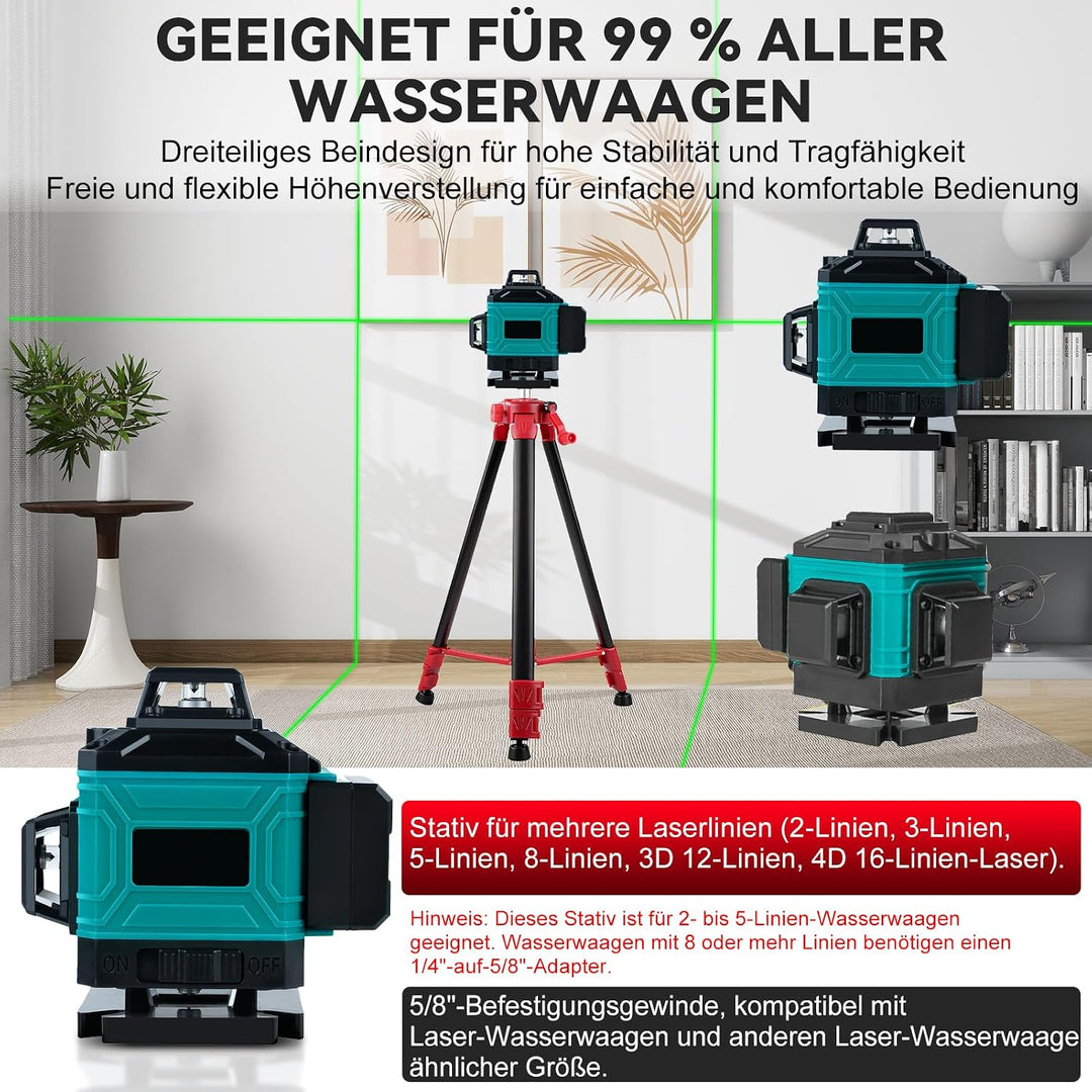 Wasserwaage-Stativ für Messgerätehalter, 1,5 m verstellbares Laser-Nivellier-Teleskopstativ für selb