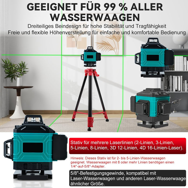 Wasserwaage-Stativ für Messgerätehalter, 1,5 m verstellbares Laser-Nivellier-Teleskopstativ für selb
