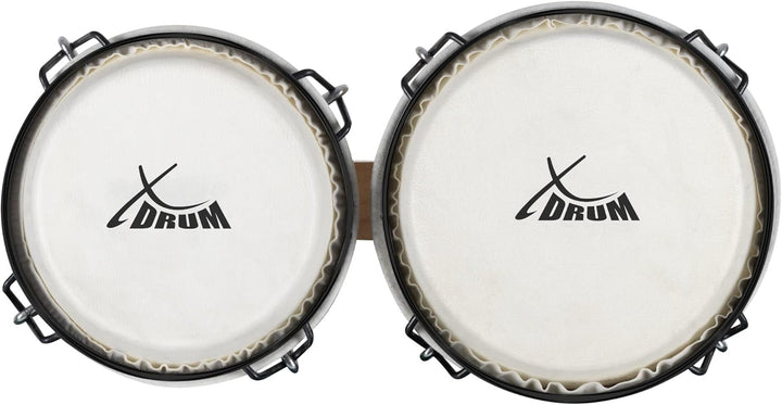 XDrum Bongos Club - 6" Macho und 7" Hembra - Naturfelle - professionelles Stimmsystem - Schwarz sati