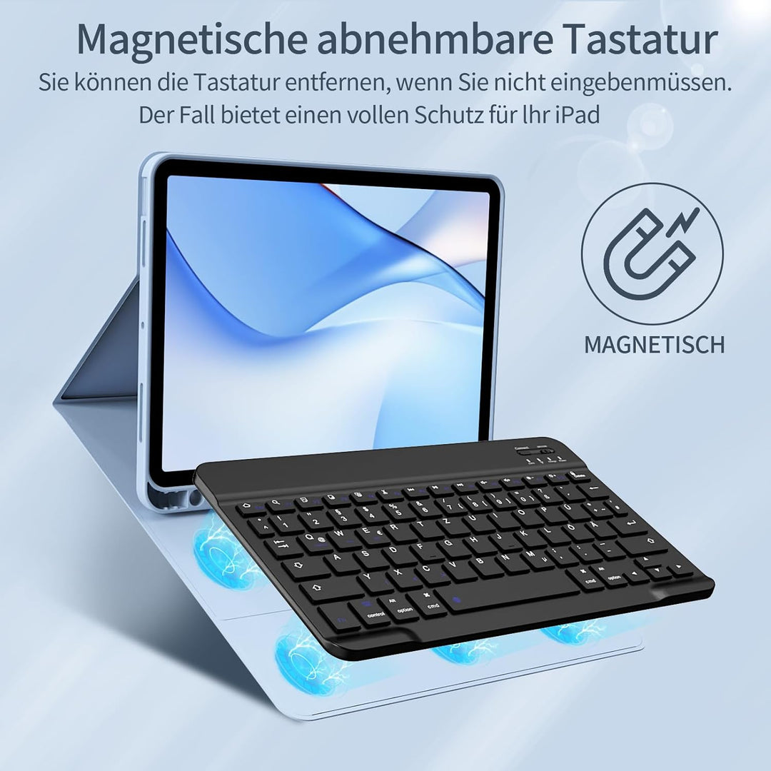 Hülle mit Tastatur für iPad Air 11 Zoll M3/M2, iPad Air 7 6 5 4 (2025/2024/2022/2020) 10,9 Zoll, Sof
