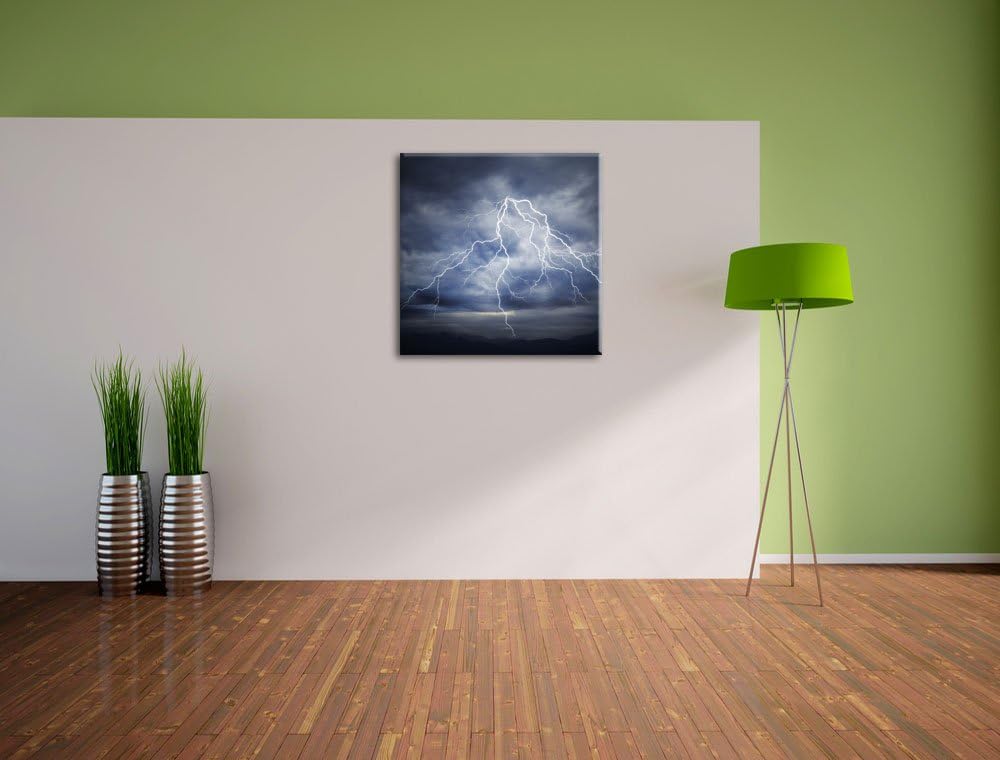 Pixxprint Blitze am stürmischen Himmel als Leinwandbild/Grösse: 70x70 cm/Wandbild/Kunstdruck/fertig
